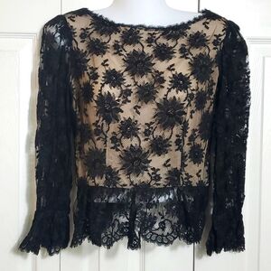 Oscar de la Renta | Vintage Black Lace Top Sz 10